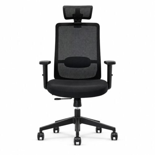 Black RivlinHome ergonomic mesh office chair front view