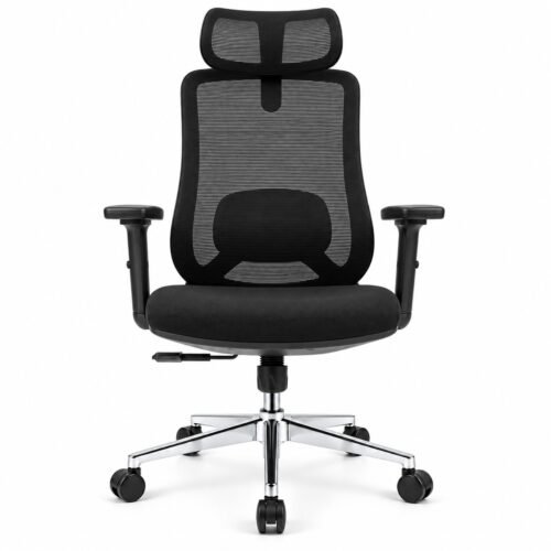 Black ergonomic mesh office chair front view