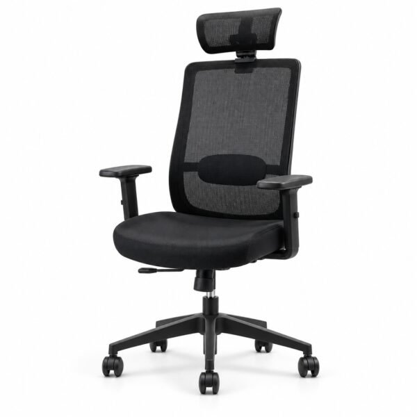 RivlinHome Ergonomic Mesh Chair Front Left Black ergonomic mesh office chair front-left angle
