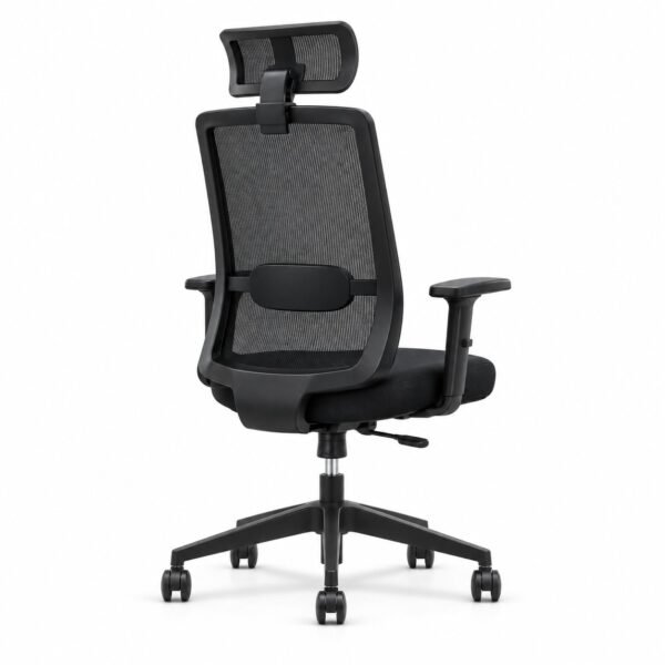 RivlinHome Ergonomic Mesh Chair Rear Black ergonomic mesh office chair rear three-quarter angle