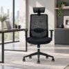 RivlinHome Ergonomic Chair in Office Black ergonomic mesh chair in a modern office setting